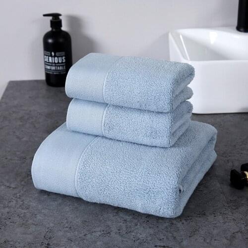 2pcs/set Solid Color Soft Thickened Bath Towel Absorbent Quick-Drying Beach Hotel Face Hand Cloth for Adult