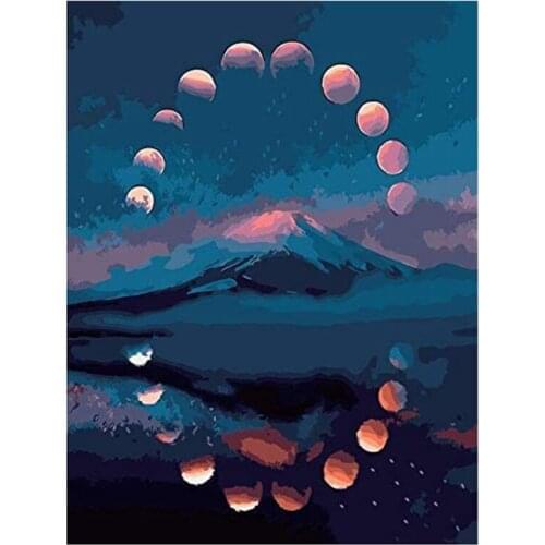 Diamond Painting Full Circle Diamond Kit Rhinestone Picture Art Craft Home Door Decoration (Moon Story)