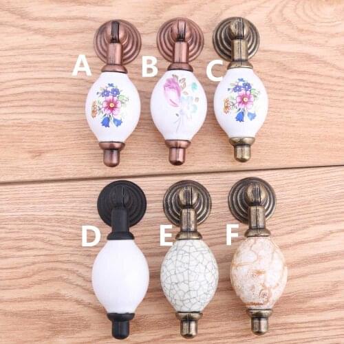 White black shaky drop pendant ceramic drawer cabinet knobs pulls antique brass rural ceramic dresser door handles knobs vintage