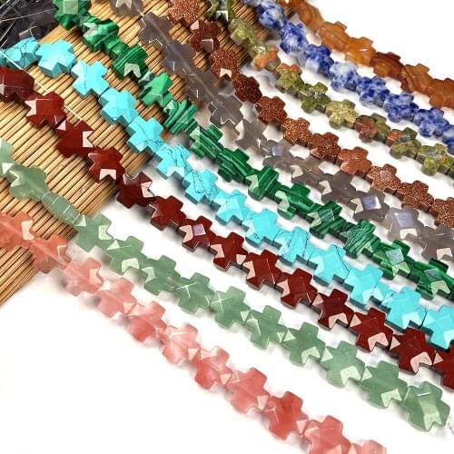 Natural Stone Beaded Agates Faceted Cross Shape Beads Loose Spacer Beads for Jewelry Making DIY Bracelet Necklace Accessories