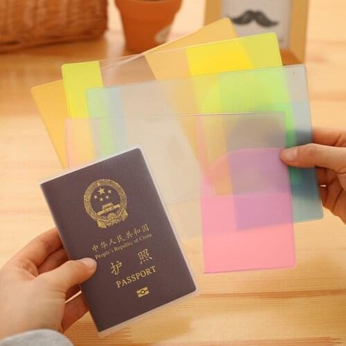 Candy color Passport Holder Cover Case Transparent phone ticket clip card holder multi - functional waterproof passports holders