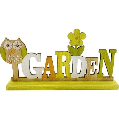 Wooden Owl Garden Flower Happy Easter Decorations Wedding Party Ornament Craft
