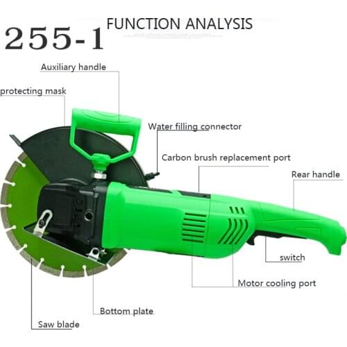 255-1 Portable Electric Slotting Machine Cutting Machine 220V/3000W Stone Electric Saw Polishing Concrete Slotting Angle Grinde
