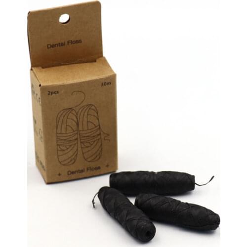 Eco-friendly Charcoal Dental Floss with Mint Flavored 2 Roll 30M