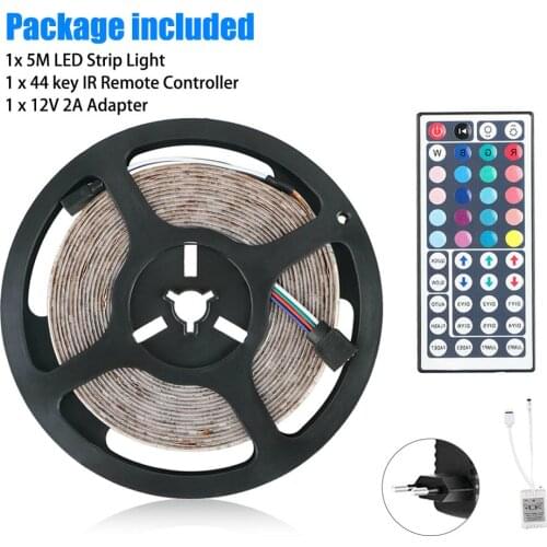 RGB 5M 16.4ft Waterproof 3528 SMD 300 LED Flexible Light Strip 12V+44 Key Remote