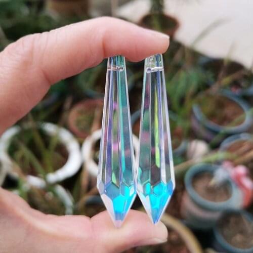 2pc 65mm Crystal Chandelier Prisms Icicle Drops Pendant Glass Hanging Suncatcher Beads Accessories Window Home Wedding Decor DIY