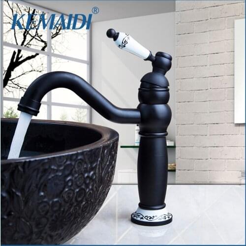 KEMAIDI Luxury Bathroom Sink Faucets &Mixer Tap Bathroom Basin Torneira Oil Rubbed Black Bronze Deck Mounted Single Handle