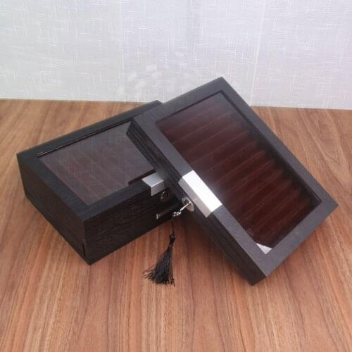 Retro Solid Wood Pen Case Slot Storage Box Collector Organizer Supplies Tool