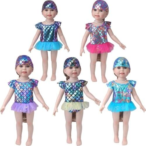 2021 New Mermaid Short Swim Suit For 18 Inch American Girl Dolls 45cm Girl Doll Clothes And Accessories