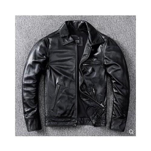 YR!Free shipping.Wholesales.classic black soft sheepskin jacket.quality plus size leather coat.fashion biker leather clothes