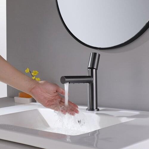 Gun metal basin faucet industrial faucet round straight handle desk mount single handle basin tap with hot and cold basin mixer