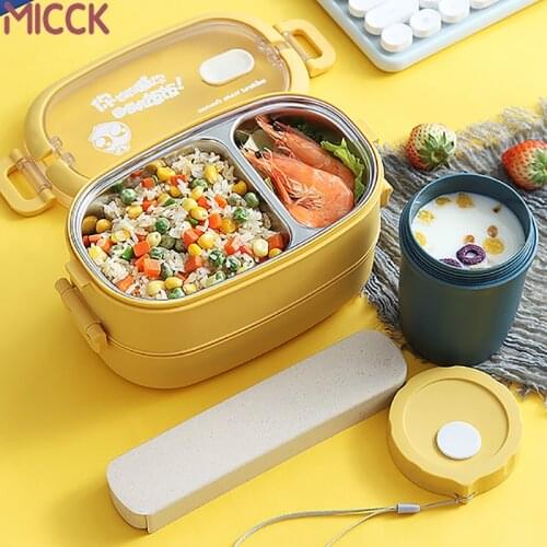 MICCK Lunch Box Office Worker Bento Box 2020 New Large Capacity Student Children Food Container Portable 304 Stainless Steel