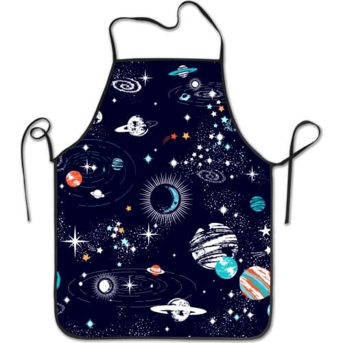 Cooking Kitchen Baking Gardening Haircut Cute Apron Funny Bib Aprons for Women Men Chef - Space Galaxy Constellation