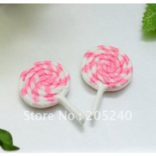 20pcs Cute Flat Back Resin Lollipop For DIY Decoration