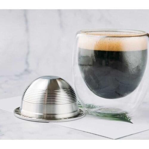 Stainless Steel Reusable Coffee Capsule Shell Spoon Brush Set Fit for vertuo plus Coffee Machine friendly Coffee Machine Accesso