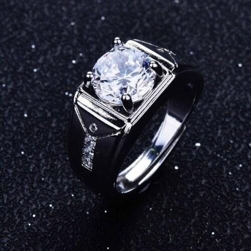 Mens Fashion Personality Zircon Rings Open Adjustable Ring Wedding Jewelry