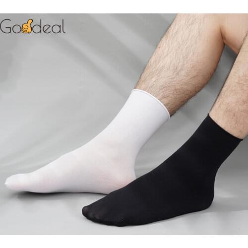 Men Casual Thin Long Socks Breathable Male White Black Solid Colors Soft Ice Cool Fashion Sock Ultra-Thin Crew Socks