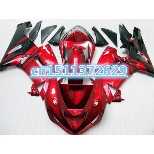 Custom Motorcycle Fairing kit for KAWASAKI Ninja ZX6R 05 06 ZX 6R 636 2005 2006 ZX-6R black hot red Fairings set-Dor D