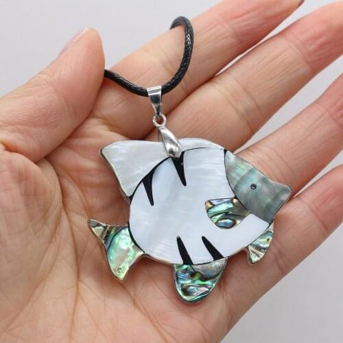 Natural Shell Necklace With Fish-Shaped Pendant Leather Cord 2MM Charms For Elegant Women Love Romantic Gift