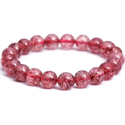 Natural Pink Crystal Bracelet Elastic line Strawberry Crystal Bracelet 6.5mm