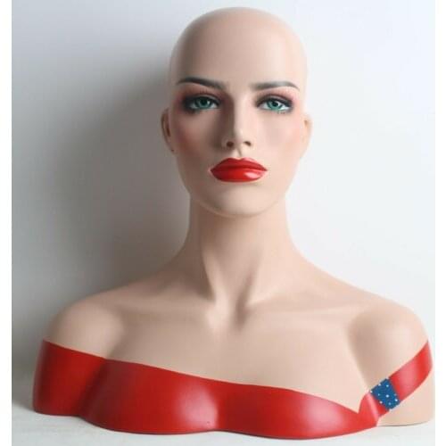 Newest Red Hand Painted Female Mannequin Head Bust for Wigs/Hat/Jewelry Display