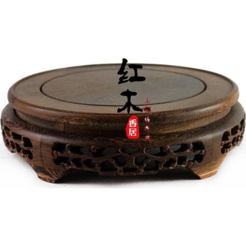 Mahogany base wings of wood carving wood carving teapot base round wooden vase bonsai seat