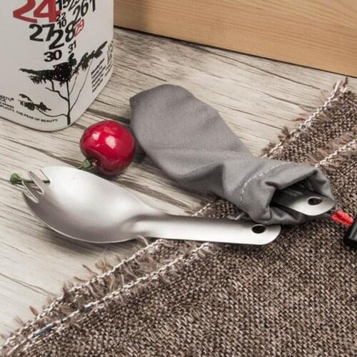 Outdoor Camping Travel Cutlery Flatware Titanium Mini Spoon Spork Fork