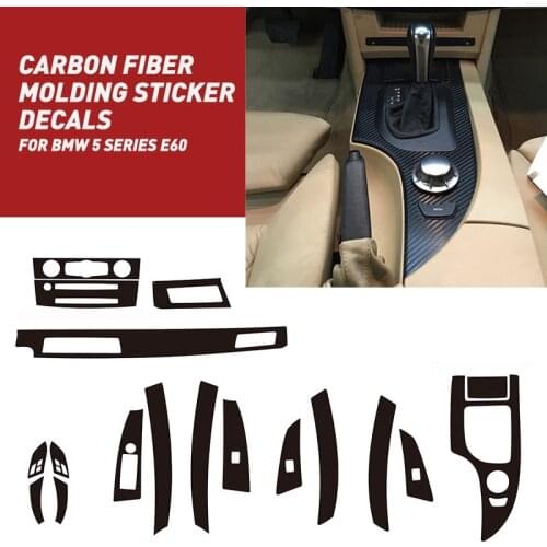 Pcmos Interior Center Console Carbon Fiber Molding Stickers Trim Decals For BMW 5 Series E60 2004-2010 Auto Replacement Parts