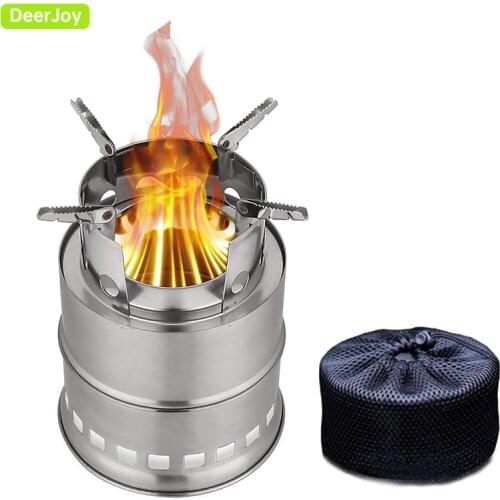 Portable Camping Stove Stainless Steel Camping Cookware Lightweight Backpack Stove Mini Wood Burning Stove for Camping and Hike