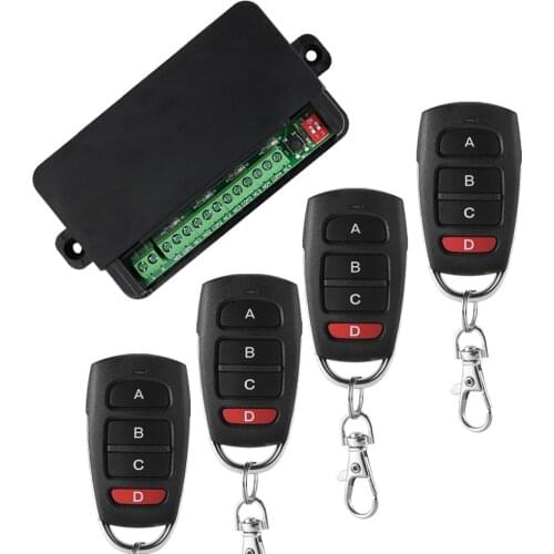 433MHz RF Large Range Wireless Remote Control Switch AC 110V 220V 10A 4CH Relay Receiver for garage/Curtain/LED/Fanner/Motor