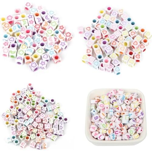 3 Styles Multicolor Square Acrylic Beads Charm Loose Spacer Beads For Jewelry Making DIY Needlework Bracelet Accessories
