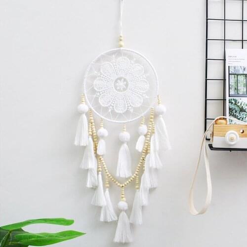 Handmade Dream Catcher Indian Style Woven Macrame Wall Hanging Natural Hairball Wedding Party Hanging Decoration 3