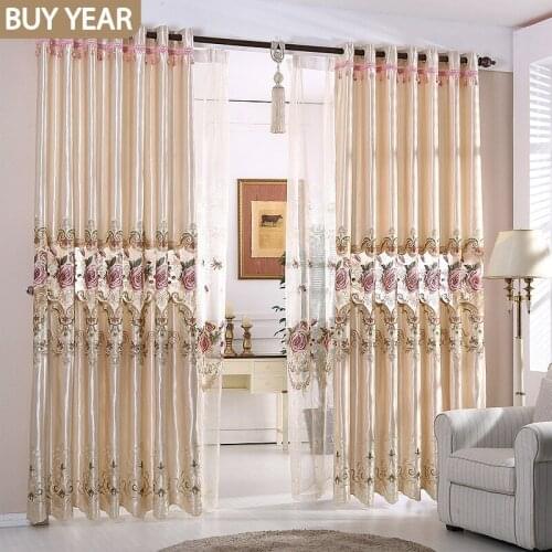 European Style Curtains for Living Dining Room Bedroom Korean Pastoral Embroidery Curtains Tulle Finished Product Customization