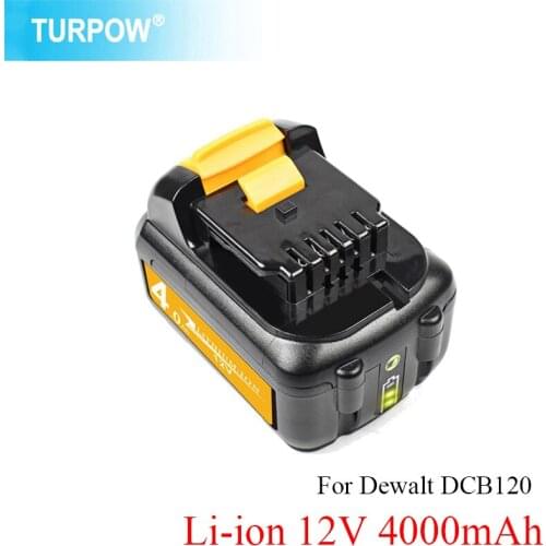 Turpow 12V 4000mAh Li-ion Replacement Battery for Dewalt DCB120 DCB121 DCB123 DCB125 DCD710 DCF813 DCF815 Power Tool Battery