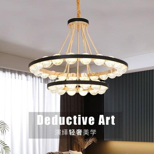 Modern Minimalist Chandelier Creative Atmosphere Light Luxury Crystal Designer Model Room LED Round Glass Living Room Lamps