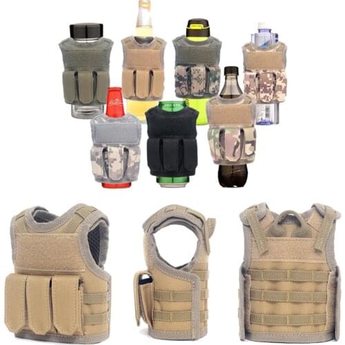 Tactical Beer Bottle Vest Military Mini Miniature Molle Vest Outdoor Upgraded Bottle Drink Set Adjustable Shoulder Straps