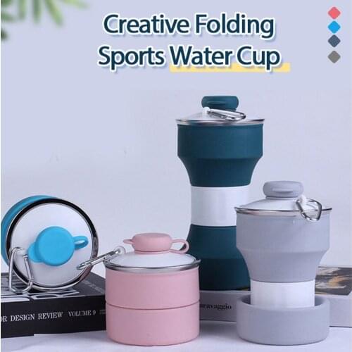 650ml Telescopic Cup Portable Water Bottle Creative Outdoor Travel Silicone Folding Sports Bottle Large Capacity Water Cup