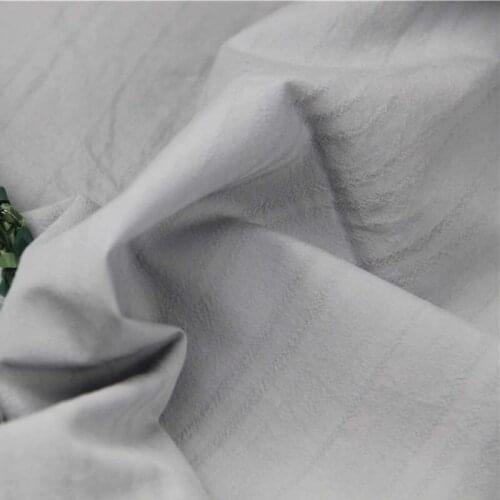 100% Washed Combed Cotton GRAY Dobby Stripe Fine Fabric for DIY Handwork Summer Doll Shirt Skirt Dress Blouse Top Scarf Tissue