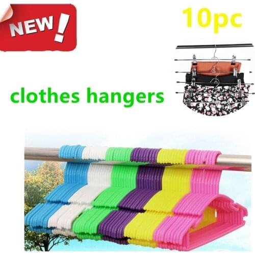 10pc Colorful Hangers For Clothes Plastic/Stainless Steel Clip Stand Hanger Pants Skirt Kid Clothes Adjustable Pinch Grip Cabide