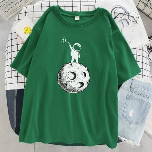 Astronaut Moon Printing Womens T Shirt Fashion Breathable T-Shirts Summer Tee Clothes Tshirt Hip Hop Oversize Women T Shirt New