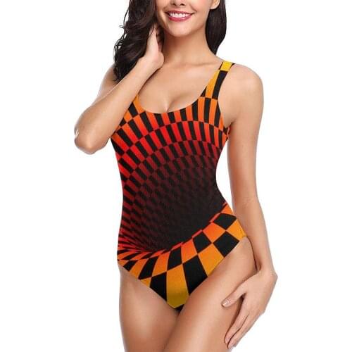 Bikini Swimsuit For Women Yellow Illusion-Pattern Backless Bikini Sexy Summer Beach Suits High Waisted Bikini plus size