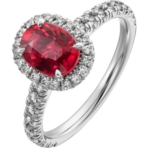 14K Au585 White Gold Ring Women Wedding Anniversary Engagement Party Ring 4 Claw Oval Garnet Moissanite Diamond Elegant Trendy