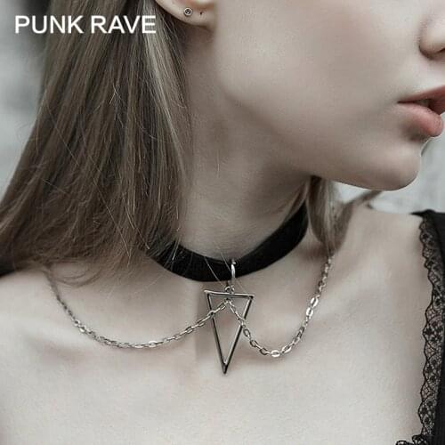 PUNK RAVE Girls Punk Style Personality Geometric Pendant Collar Trend Women Accessories Collar Necklace Inverted Triangle