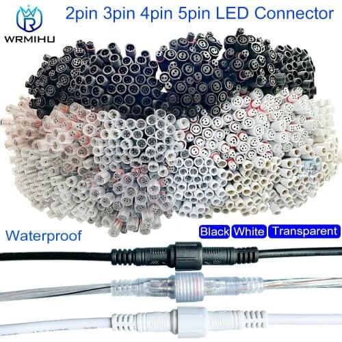 10 Pairs 2pin/3pin/4pin/5pin Connector Male to Female IP68 Waterproof Connector Cable Wire Plug For LED Strips Light Flood Light