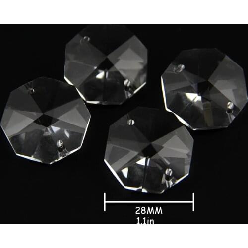 10pcs/Lot 28mm 2 Holes Crystal Octagon Beads Crystal Chandelier Prism Beads Free Shipping