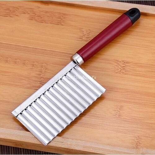 100pcs Stainless Steel Wavy Knife Potato Chip Dough Vegetable Crinkle Wavy Cutter Slicer Potato French Fry Cutter Kitchen Tool