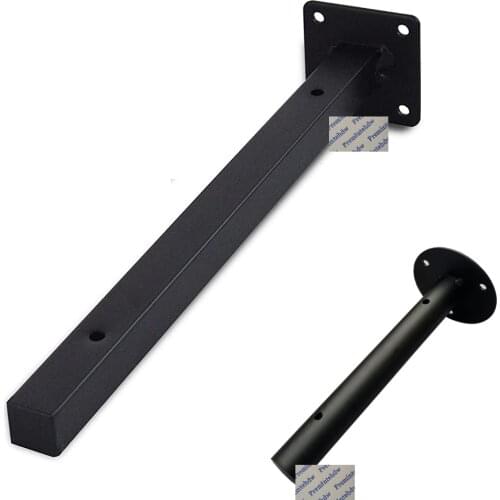 2Pcs/Lot Matte Black Wall Mounted Floating Shelf Bracket Support With Screws Round Square Tube Loft Rustic Vintage Rural