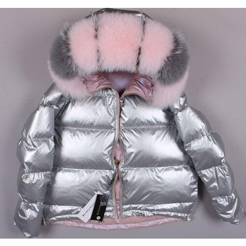 2018 Natural fox fur collar hooded coat black silver golden white duck down jacket casual women clothing fashion outerwear