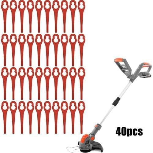 40pcs Spare Blades For Terratek TTCGT18 TTCGT18-3 GGCGT18 Cordless Strimmer Plastic Blades Red Grass Cutter Trimmer Replacement