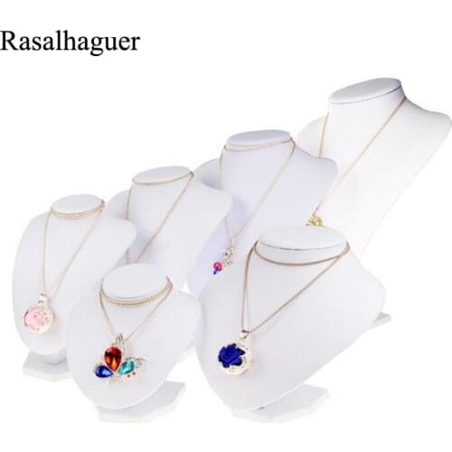 Fashion White PU Jewelry Display Bust Necklaces Pendants Mannequin Jewellery Stand Storage Choker Holder with 6 Different Height